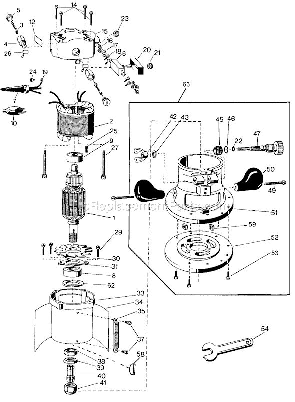 Page A Diagram and Parts List for Type 2 Black and Decker Router